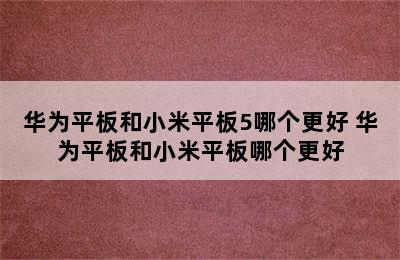 华为平板和小米平板5哪个更好 华为平板和小米平板哪个更好